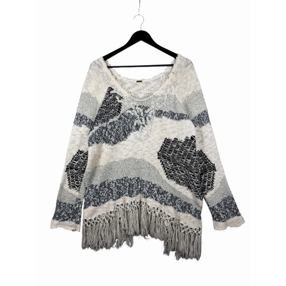 Free People Sweaters - Free People Boho Woven Cotton Blend Women's M/L (approx) Sweater w Fringe